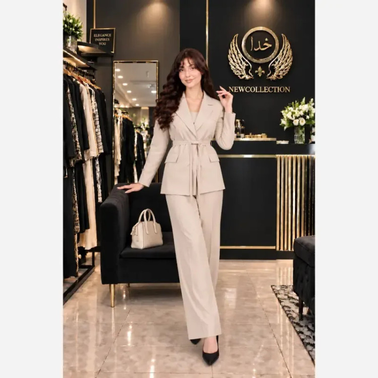 ست کت و شلوار پاییزه زنانه جنس سوپرمازراتی اعلا فری سایز