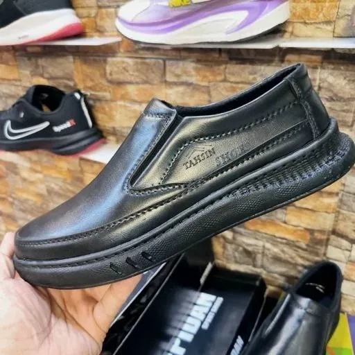 ست کفش مردانه چرم صنعتی مدل تحسین و کمربند رابو