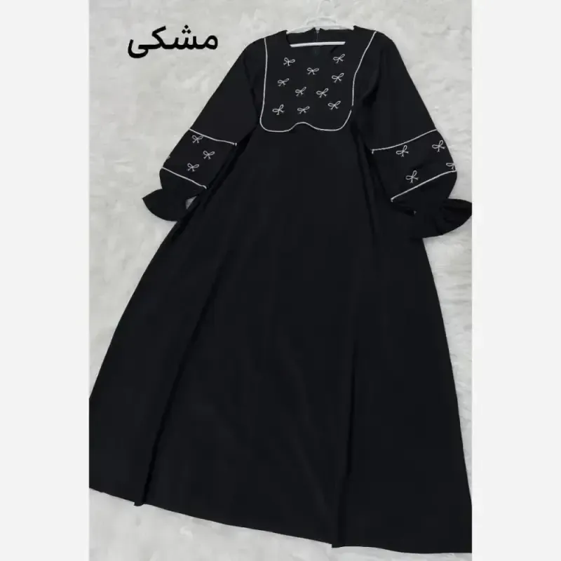 مانتو عبایی پاپیون الیزه درجه یک فری سایز رنگ مشکی و موکا