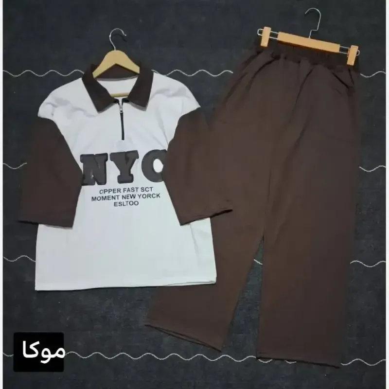 ست نیم زیپ ان وای سی چاپ پفکی پارچه نرم و لطیف
