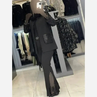 کت تک مجلسی زنانه مدل دلربا جنس مازراتی دبل رنگ مشکی