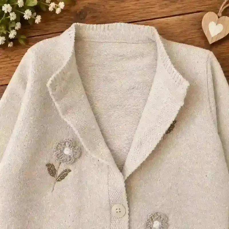 بلوز گپ جلوباز گل برجسته دخترانه ژاکت بافت بچگانه سایز 6 ماه تا 3 سال